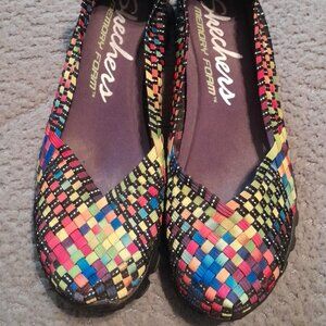 Skechers Lightweight sz 7.5 Memory Foam multicolor rainbow woven walking shoes